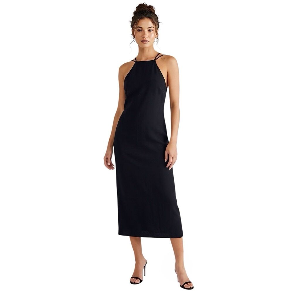American Apparel Women’s Black Midi Slip Dress Medium Sleeveless Night Evening